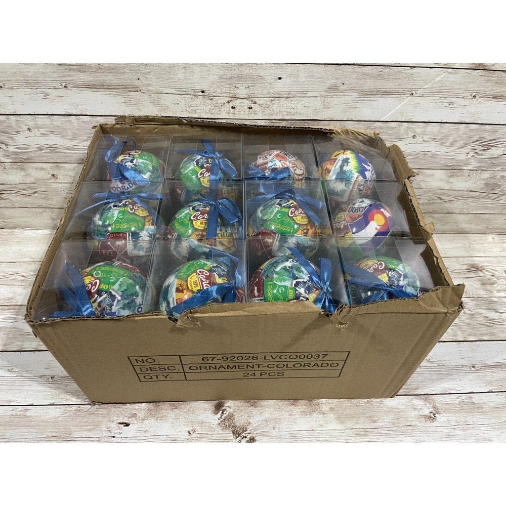 Case of 24 Plastic Colorado Travel Christmas Tree Ornaments